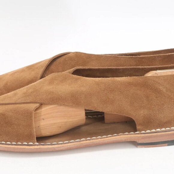 Jacques Soloviere The Biarritz Tobacco Brown Suede Sandals, Size 45 - Picture 3 of 12